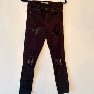 Top Shop Black Ripped High-Waisted Skinny Jeans